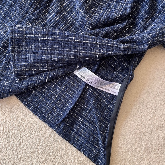 NWT Zara Navy Blue Tweed Off-Shoulder Flare Sleeve Top XS - Picture 9 of 14